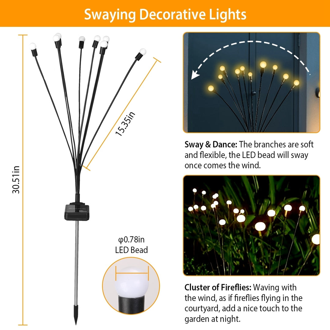 2Pcs Solar Firefly Pathway Lights IP65 Waterproof Colorful Outdoor Garden Lamp Image 5