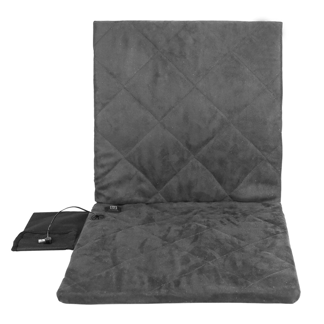 Portable Heated Seat Cushion USB 3 Temperature Levels Foldable Outdoor Grey Black Image 9