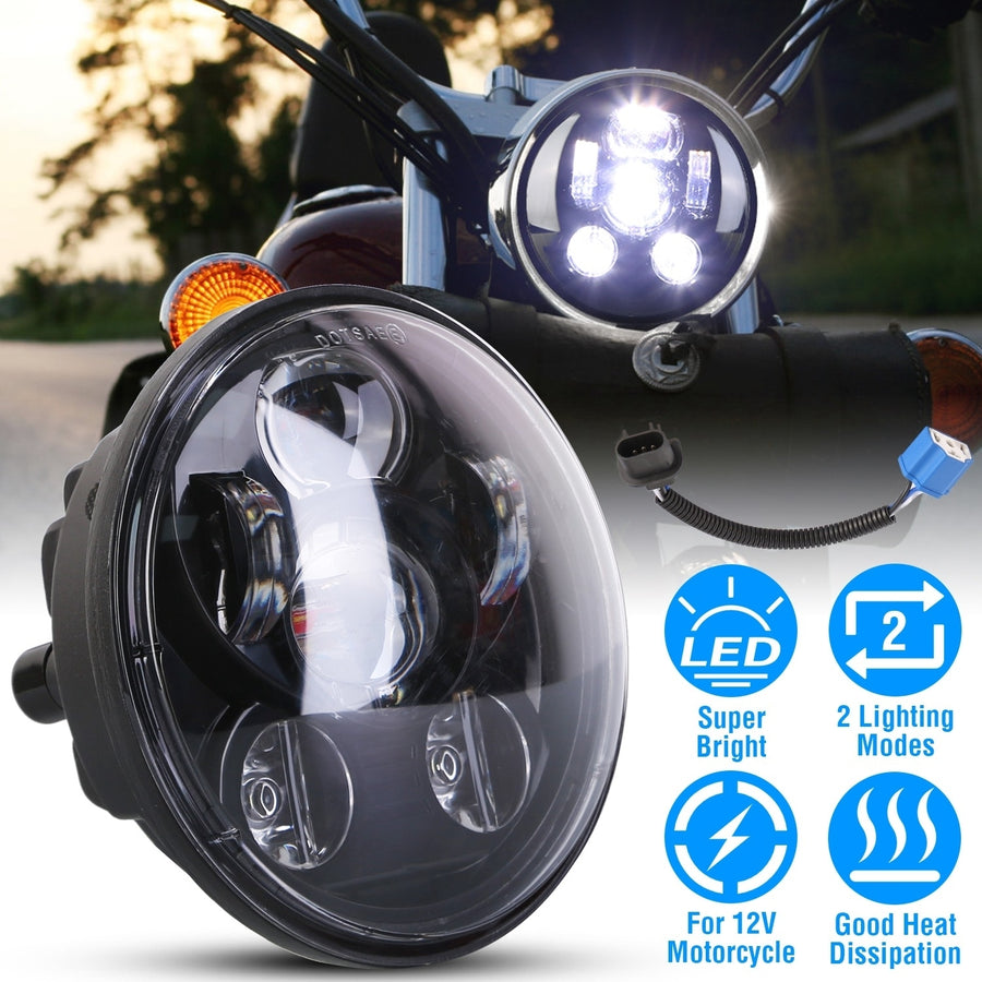 5.75In LED Headlight Motorcycle Projector Headlamp Fit for Harley Dyna Sportster Iron 883 Street Rod Street Bob Softail Image 1