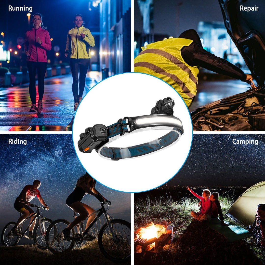 Rechargeable Motion Sensor Headlamp 1000 Lumens 270 Degree Waterproof Black Image 8