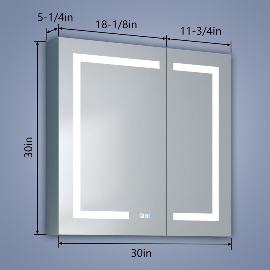 Boost-M1 30" W x 30" H Square Led Lighted Mirror Medicine Cabinet Recessed or Surface Mount,Defog Image 3