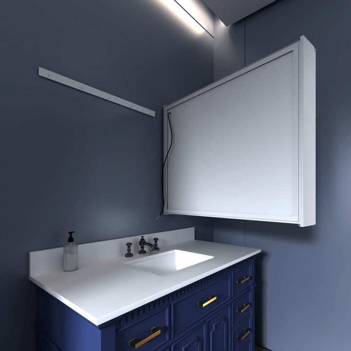 Boost-M1 30" W x 30" H Square Led Lighted Mirror Medicine Cabinet Recessed or Surface Mount,Defog Image 7