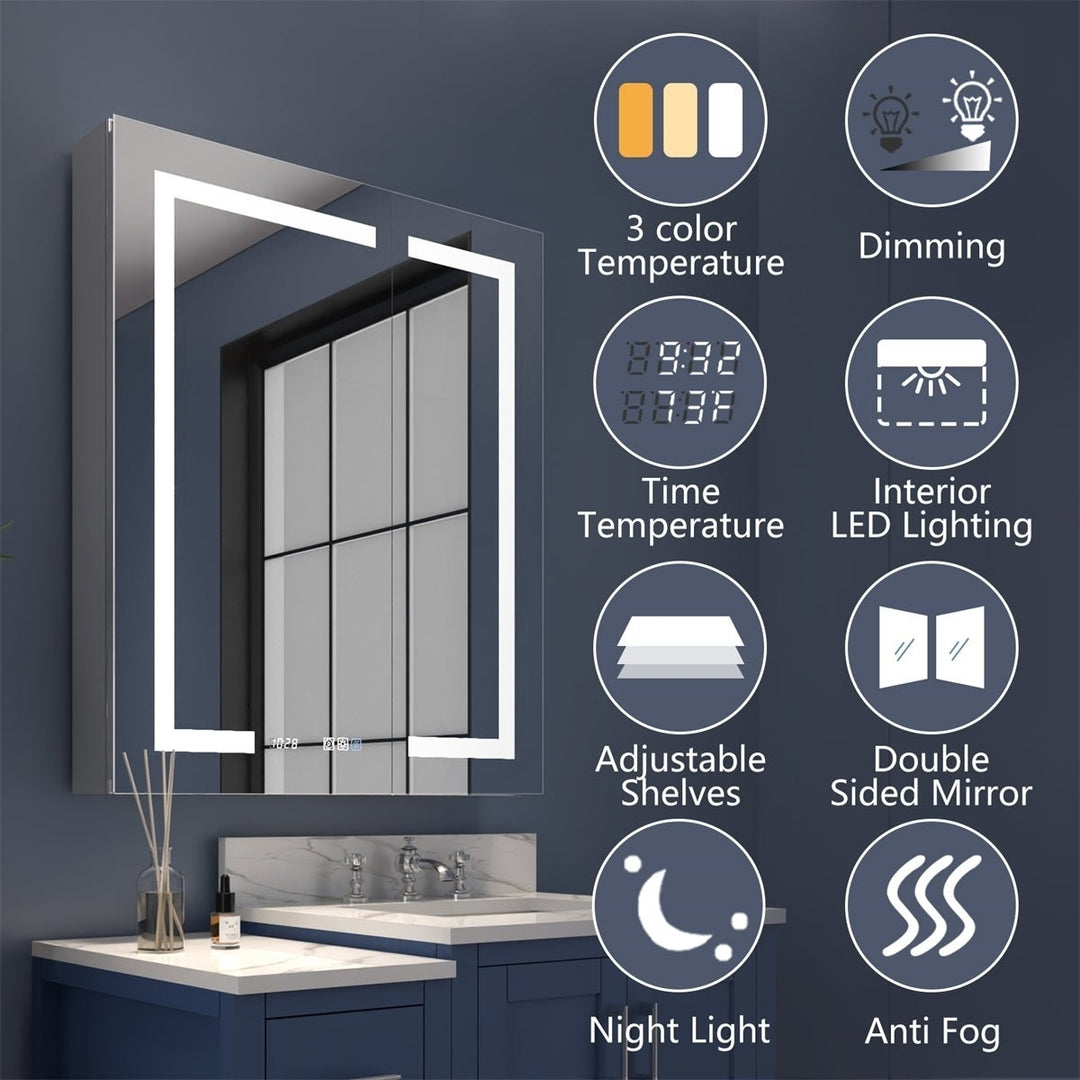 Boost-M2 30" W x 36" H Bathroom Light Medicine Cabinets Recessed or Surface Defogger, Dimmer, ClockOutlets and USB Image 5