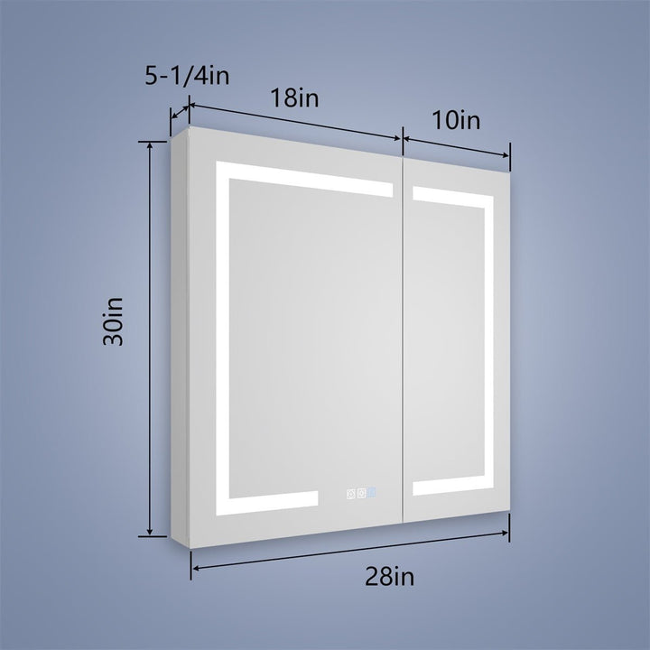 Boost-M1 28" W x 30" H Light Medicine Cabinet Recessed or Surface Mount Aluminum Adjustable Shelves Vanity Mirror Image 3