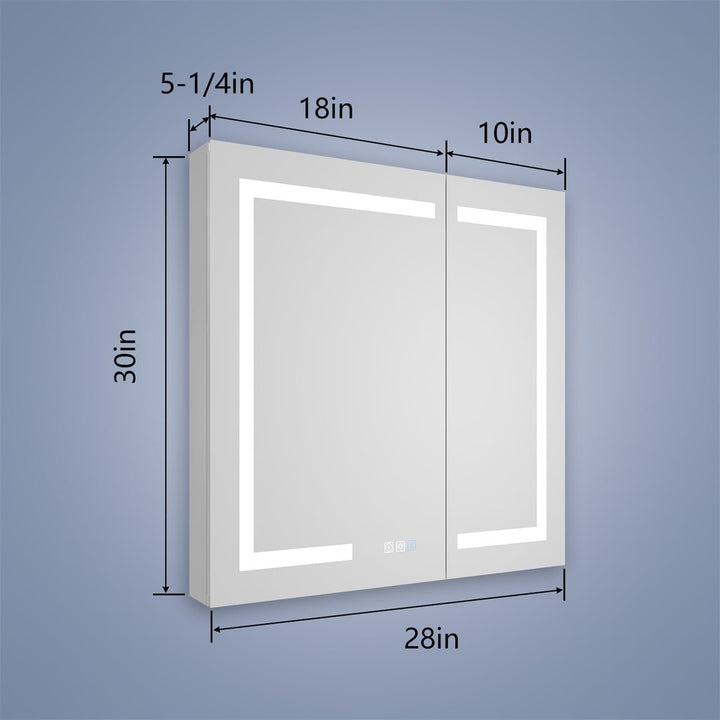 Boost-M1 Light Medicine Cabinet 28W x 30H Recessed Surface Mount Aluminum Mirror Adjusted Shelves Image 3