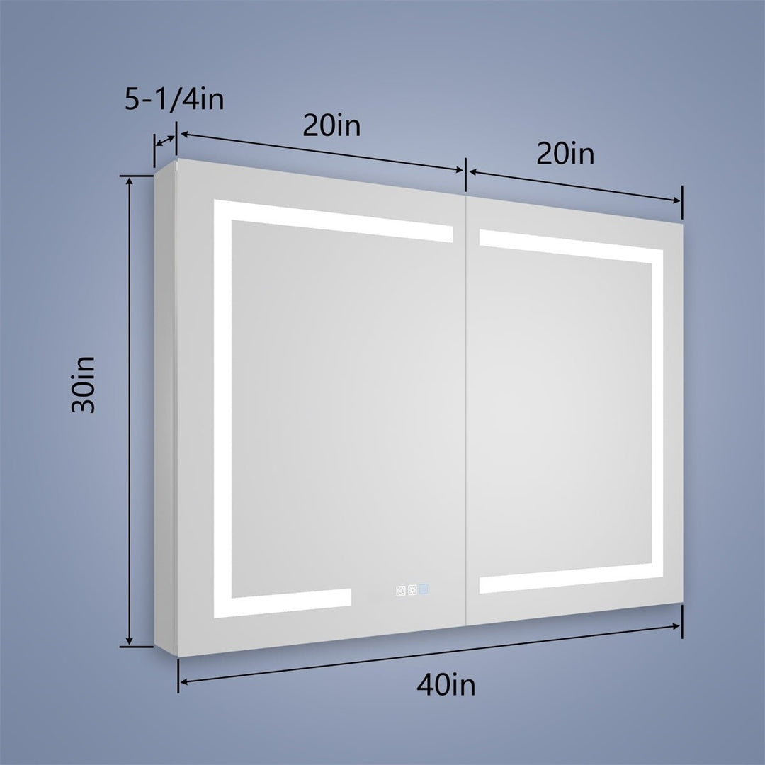Boost-M1 40" W x 30" H Light Medicine Cabinet Recessed or Surface Mount Framed Aluminum Adjustable Shelves Vanity Mirror Image 3