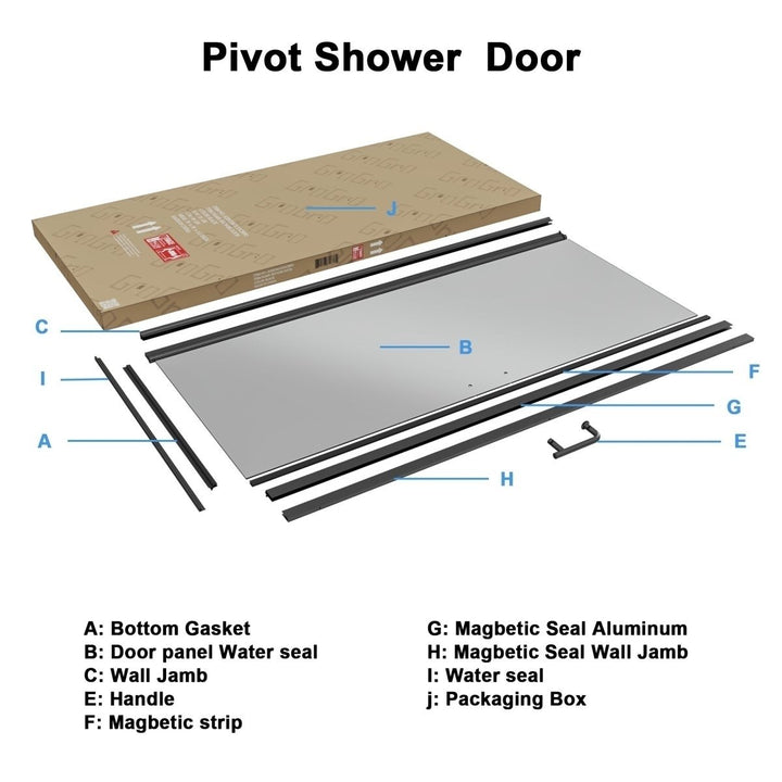 Chic Frameless Shower Door 30-31.5" W x 72" H Matte Black Smoke Gray Glass Image 10