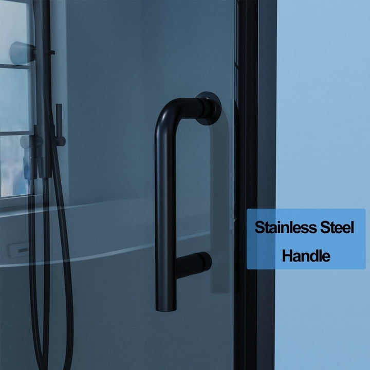 Chic Frameless Shower Door 30-31.5" W x 72" H Matte Black Smoke Gray Glass Image 12