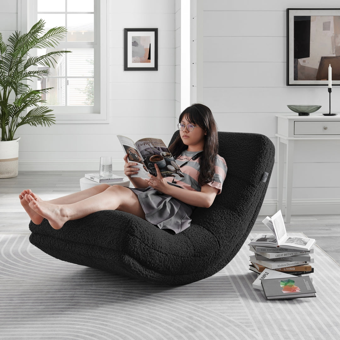 Kaniya Chair - Sherpa Upholstery, Tufted, Gentle Rocking Design, Ergonomic shape and padded seat Image 9