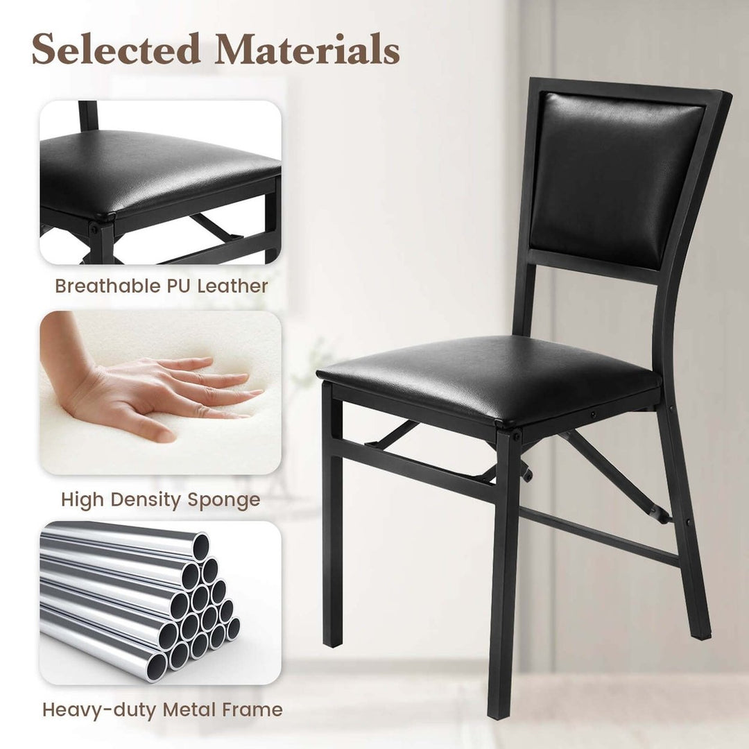 Set of 2 Metal Folding Chair Furniture Black Dining Chairs Home Restaurant Image 6