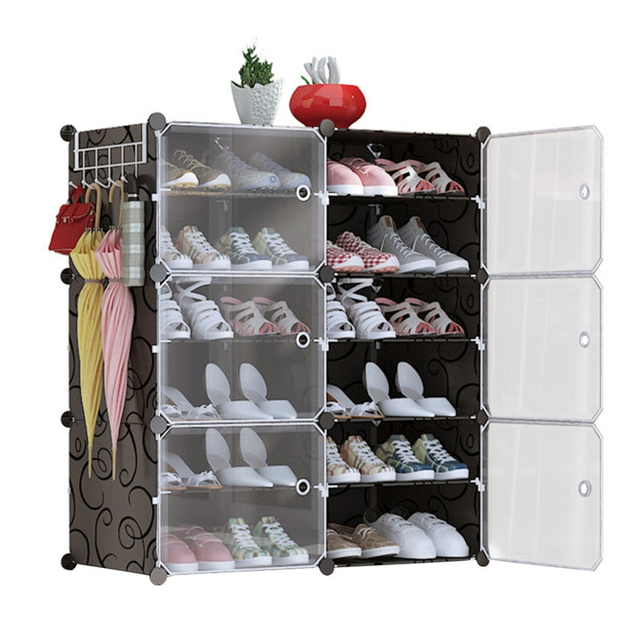 NewHome 10-Tier 3-Row Shoe Rack Organizer Black Stackable Storage Shelf Image 10