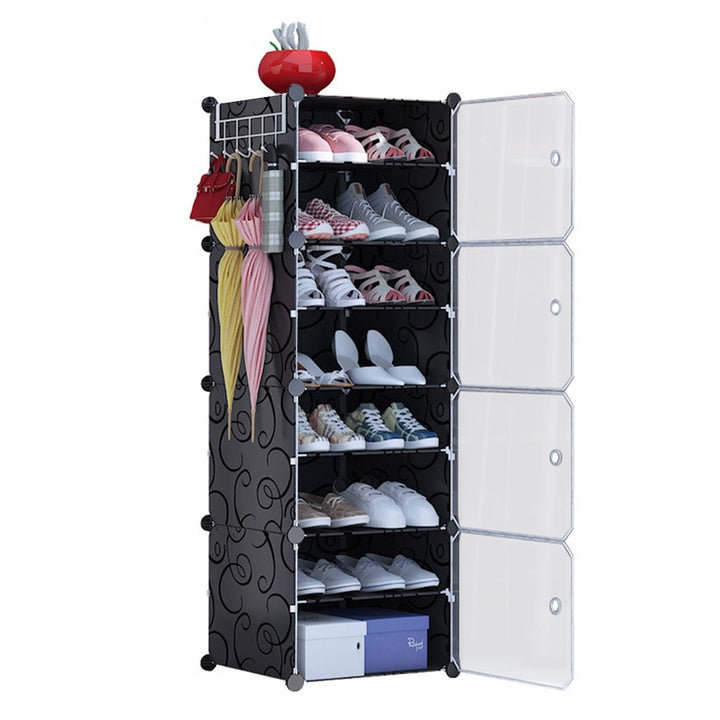 NewHome 10-Tier 3-Row Shoe Rack Organizer Black Stackable Storage Shelf Image 1