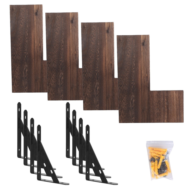 4 Packs Corner Floating Shelf Wood Metal Organizer 88lbs Storage Image 7