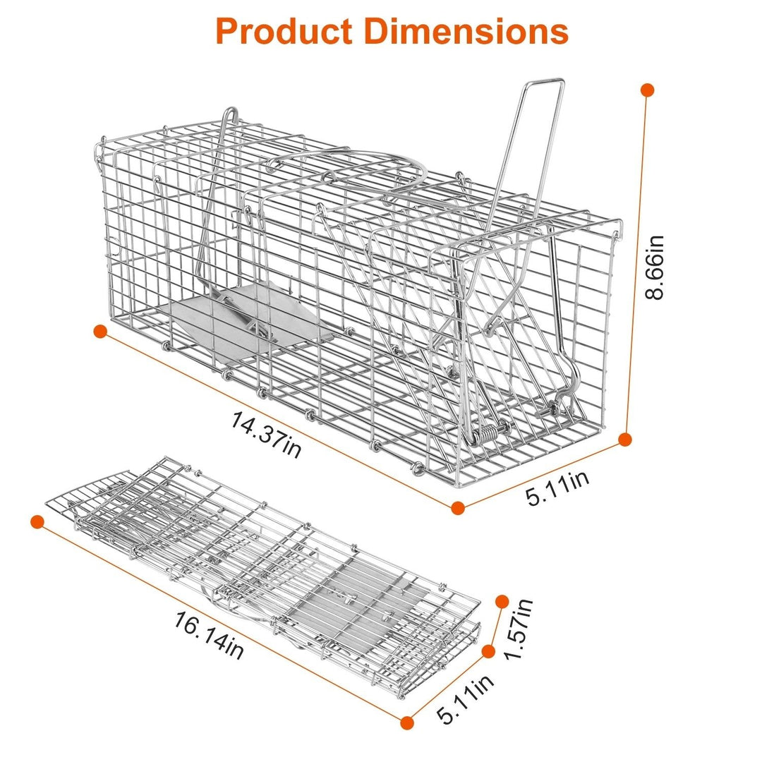 Foldable Humane Live Rat Trap Cage Galvanized Iron with L Shaped Rod 36.5x13x22cm Image 7