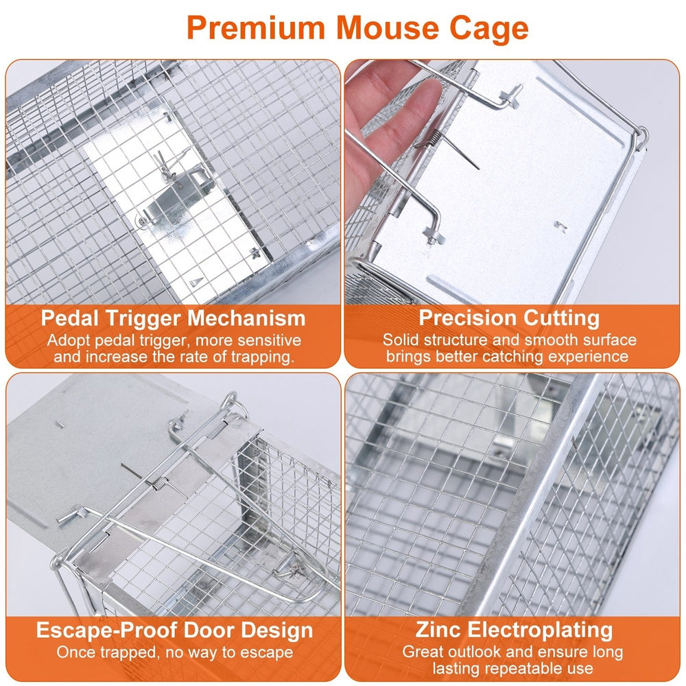 Humane Dual Door Rat Trap Cage Zinc Coated Live Rodent Control with Detachable U Rods Image 2