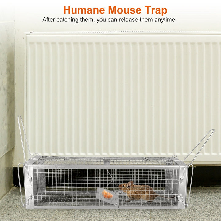 Humane Dual Door Rat Trap Cage Zinc Coated Live Rodent Control with Detachable U Rods Image 3