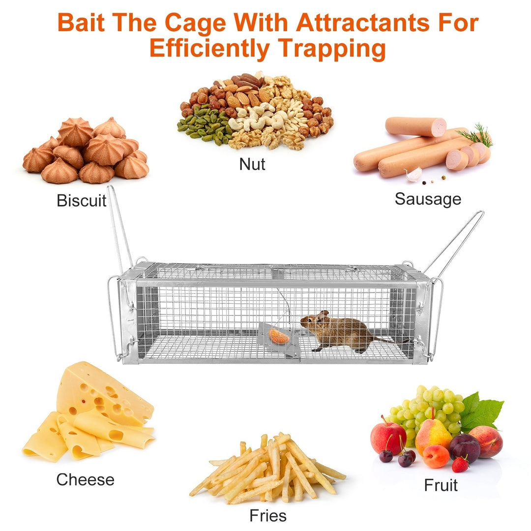 Humane Dual Door Rat Trap Cage Zinc Coated Live Rodent Control with Detachable U Rods Image 5