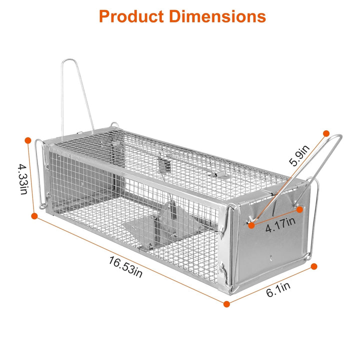 Humane Dual Door Rat Trap Cage Zinc Coated Live Rodent Control with Detachable U Rods Image 7