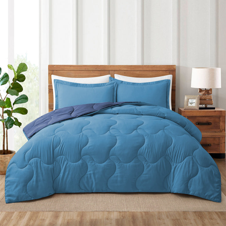 Lightweight Reversible Quilted Down Alternative Comforter Twin Queen King Image 1