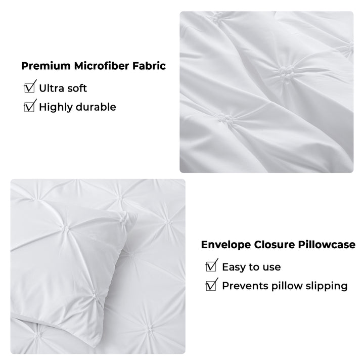 3-Piece Comforter Set Pintuck Pinch Pleat Ultra-Soft Down Alternative Comforter Image 7