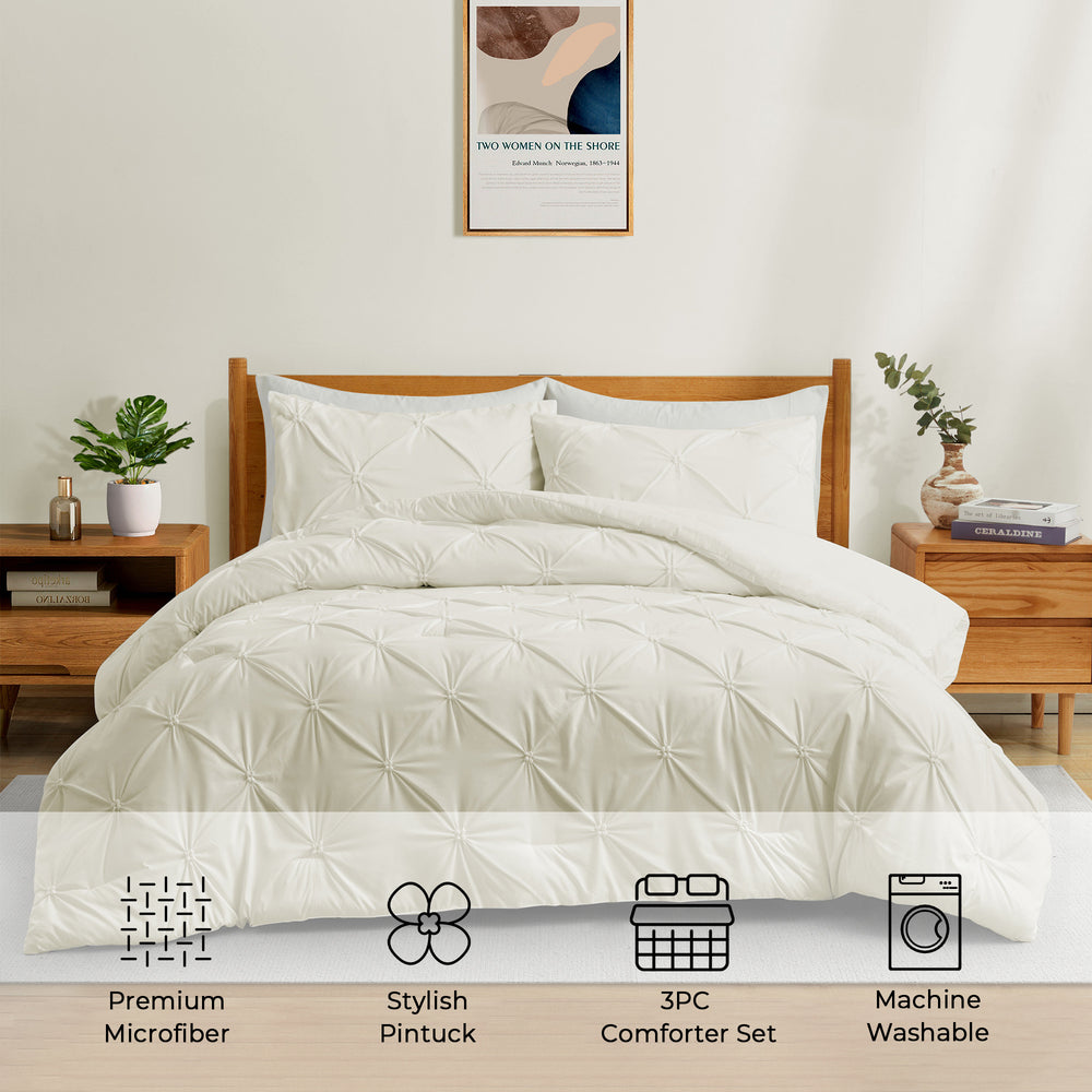 Pinch Pleat Microfiber Comforters, All Season Down Alternative Comforter Set Image 2