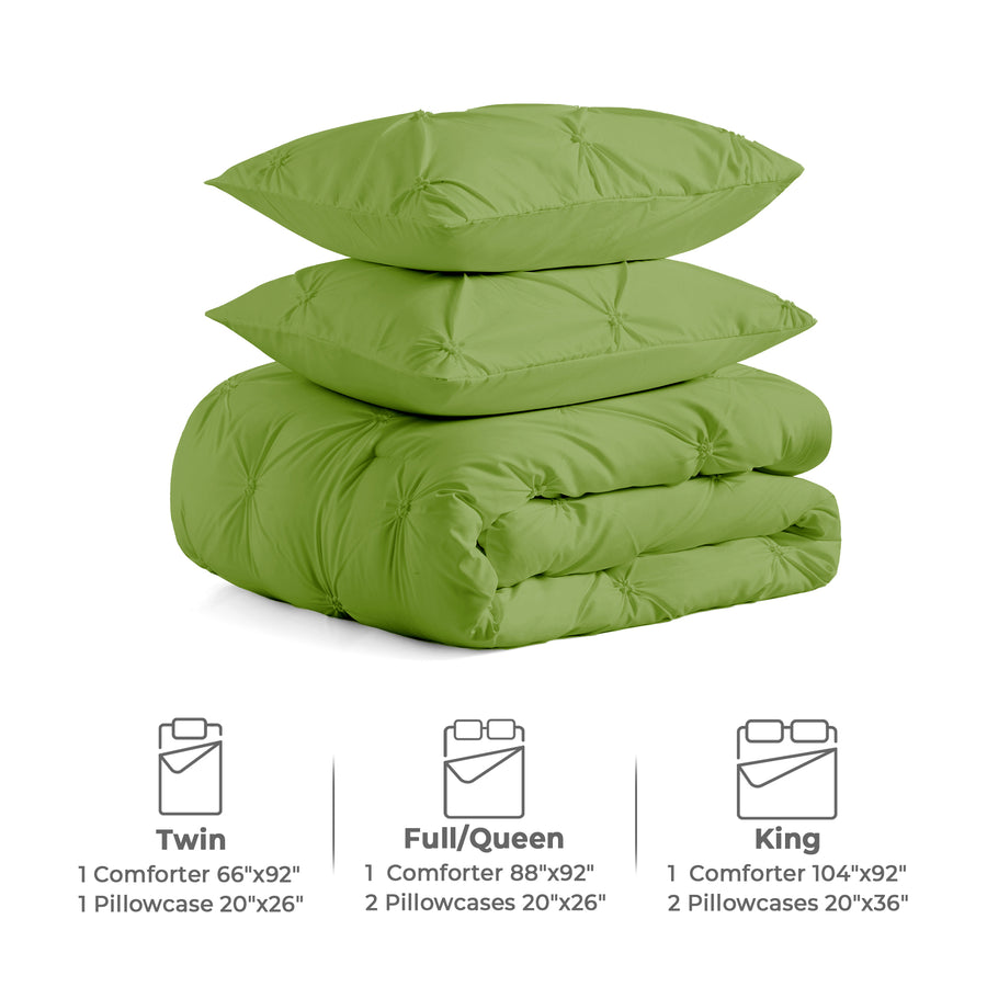 Microfiber Comforter Set Pinch Pleat Pintuck Down Alternative Bedding - All Season Comforter Set Image 1