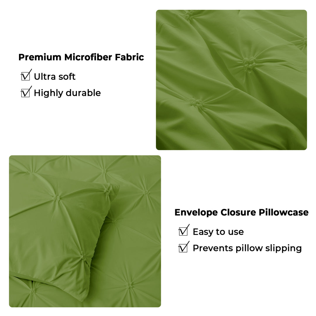 Microfiber Comforter Set Pinch Pleat Pintuck Down Alternative Bedding - All Season Comforter Set Image 4