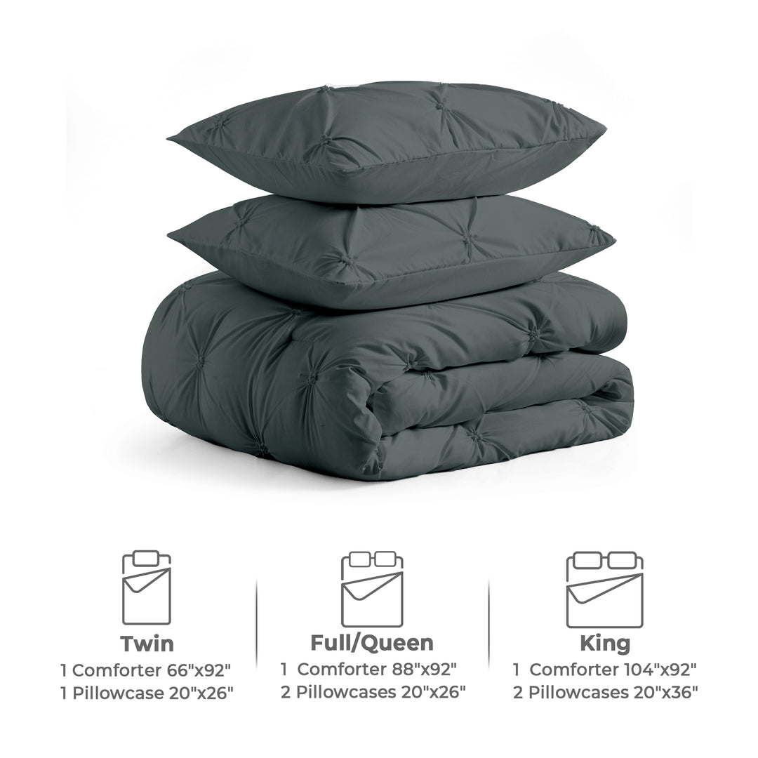 Pinch Pleat Duvet and Comforter Set - All Season Down Alternative Comforter Image 4