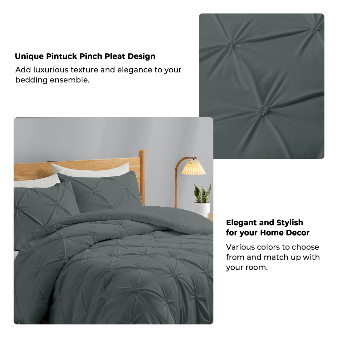 Pinch Pleat Duvet and Comforter Set - All Season Down Alternative Comforter Image 5