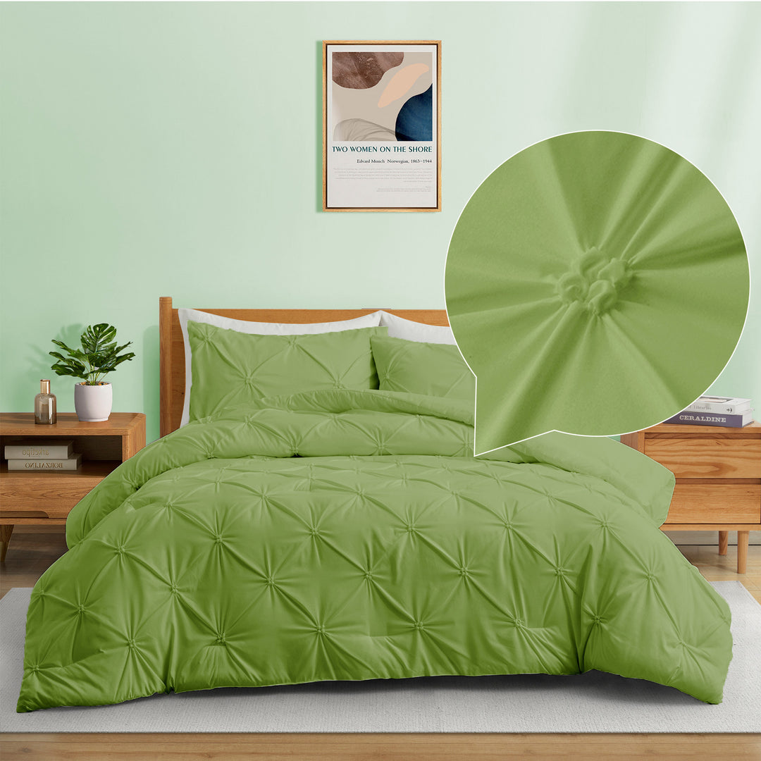 Microfiber Comforter Set Pinch Pleat Pintuck Down Alternative Bedding - All Season Comforter Set Image 7