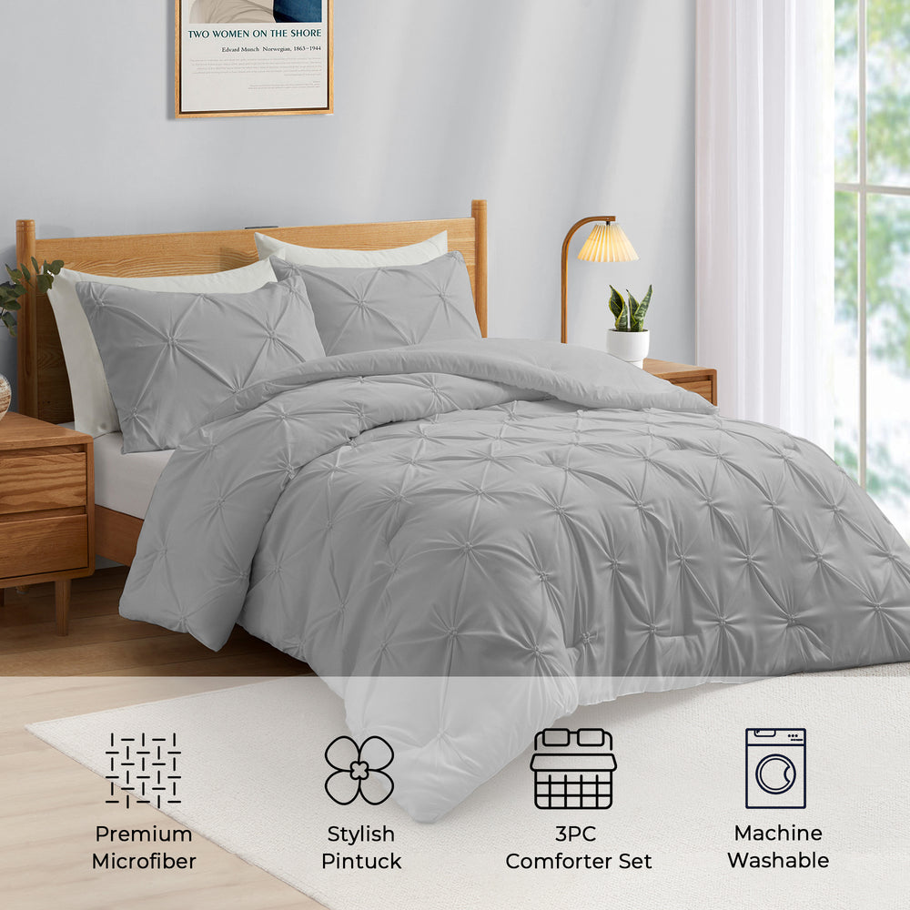 Down Alternative Comforter Set with Pillow Shams, Pinch Pleated Comforter Image 2