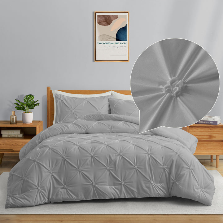 Down Alternative Comforter Set with Pillow Shams, Pinch Pleated Comforter Image 3