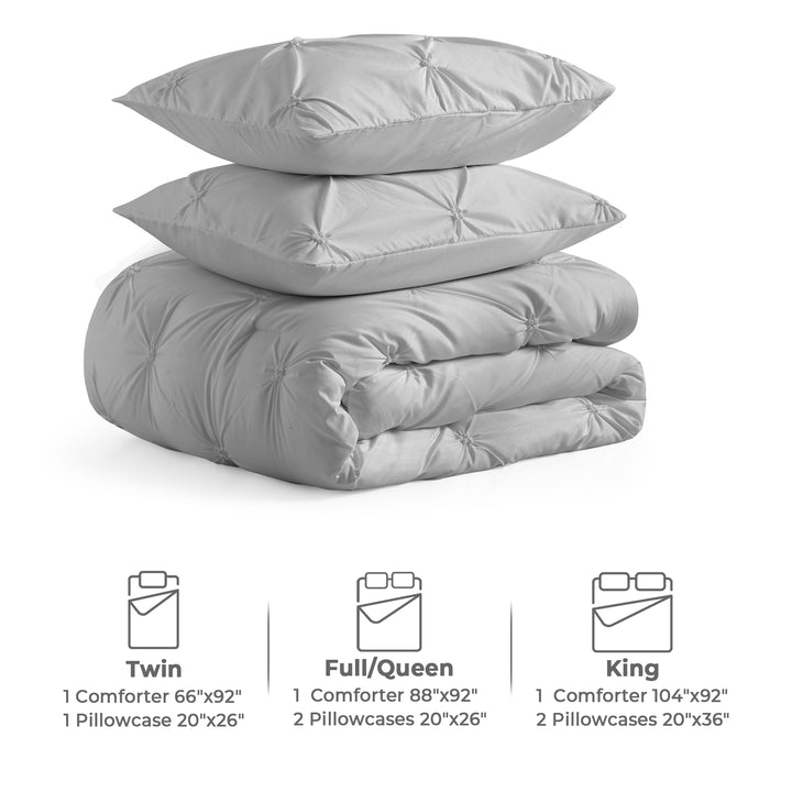 Down Alternative Comforter Set with Pillow Shams, Pinch Pleated Comforter Image 4
