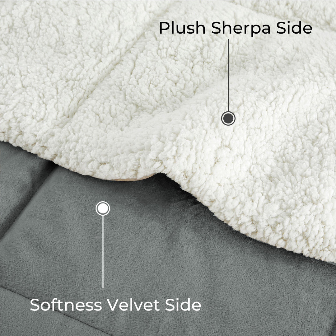 3 Piece Faux faux Comforter Set Reversible Velvet Sherpa Queen King Size Soft Image 5