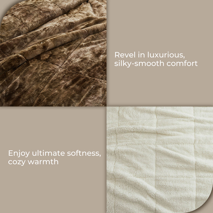 3-Piece Faux faux Reversible Comforter Set Soft Fluffy Bedding Set, Winter Comforter Set Image 4