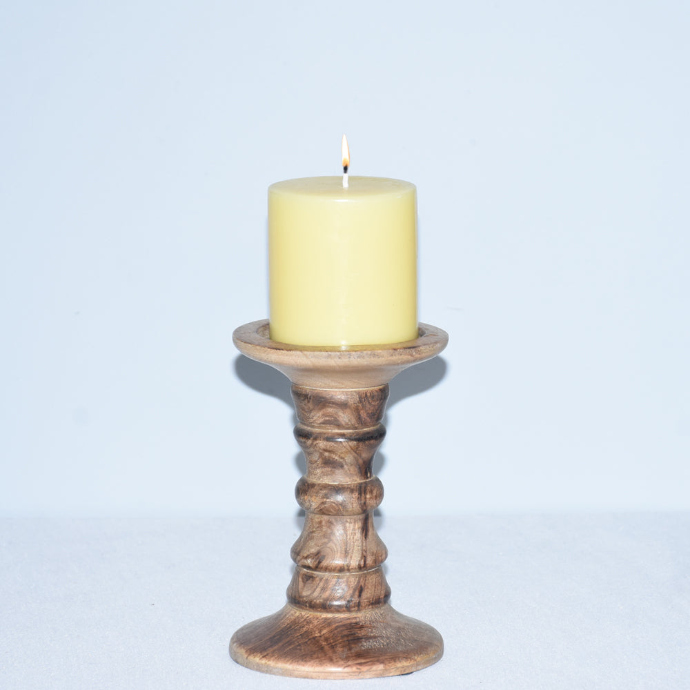 BBH Homes Mango Wood Candle Holder Eco-Friendly Walnut 6-15 Inches Handmade Image 2