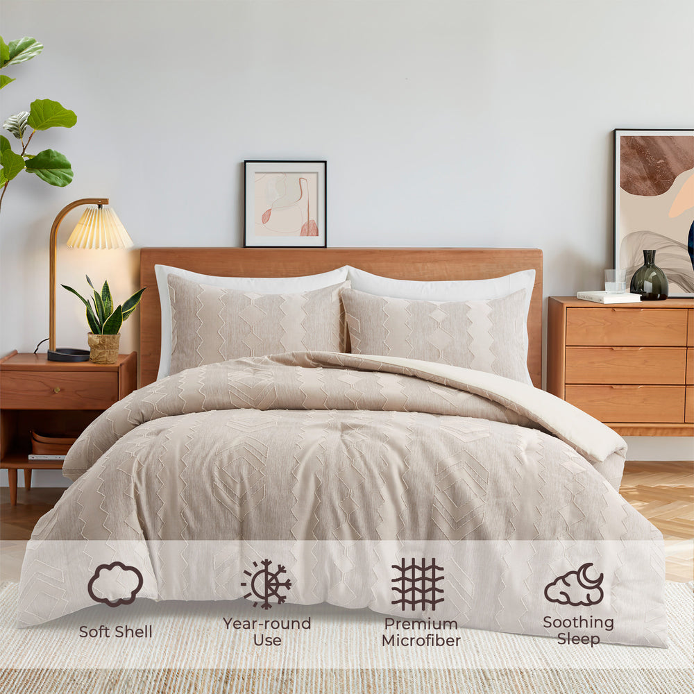 All-Season Comforter Set - Reversible Bedding Set with Super Soft Down Alternative Fill Image 2
