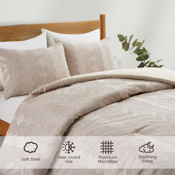 All-Season Comforter Set - Reversible Bedding Set with Super Soft Down Alternative Fill Image 3