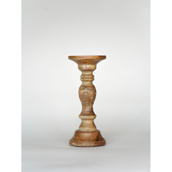 BBH Homes Handmade Mango Wood Pillar Candle Holder Eco-Friendly 6-15 Inch Image 1