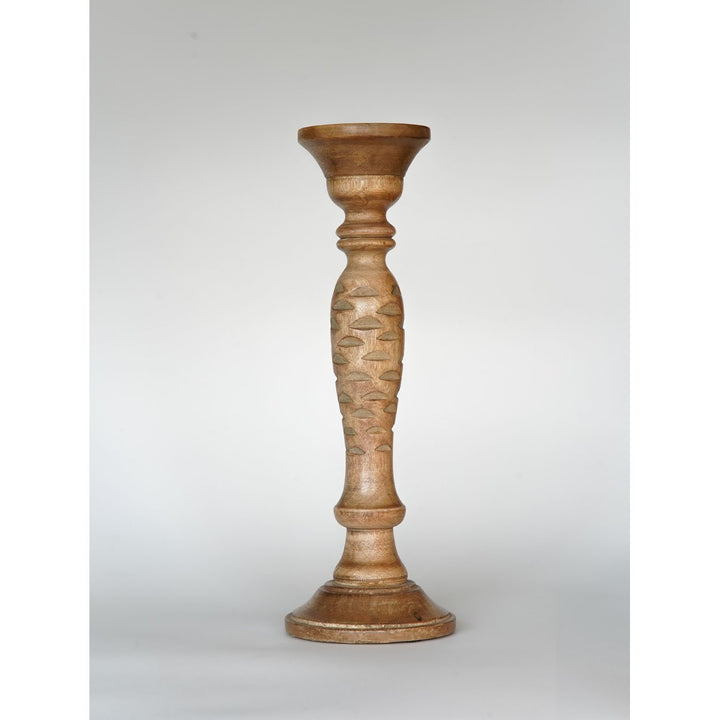 BBH Homes Handmade Mango Wood Pillar Candle Holder Eco-Friendly 6-15 Inch Image 1