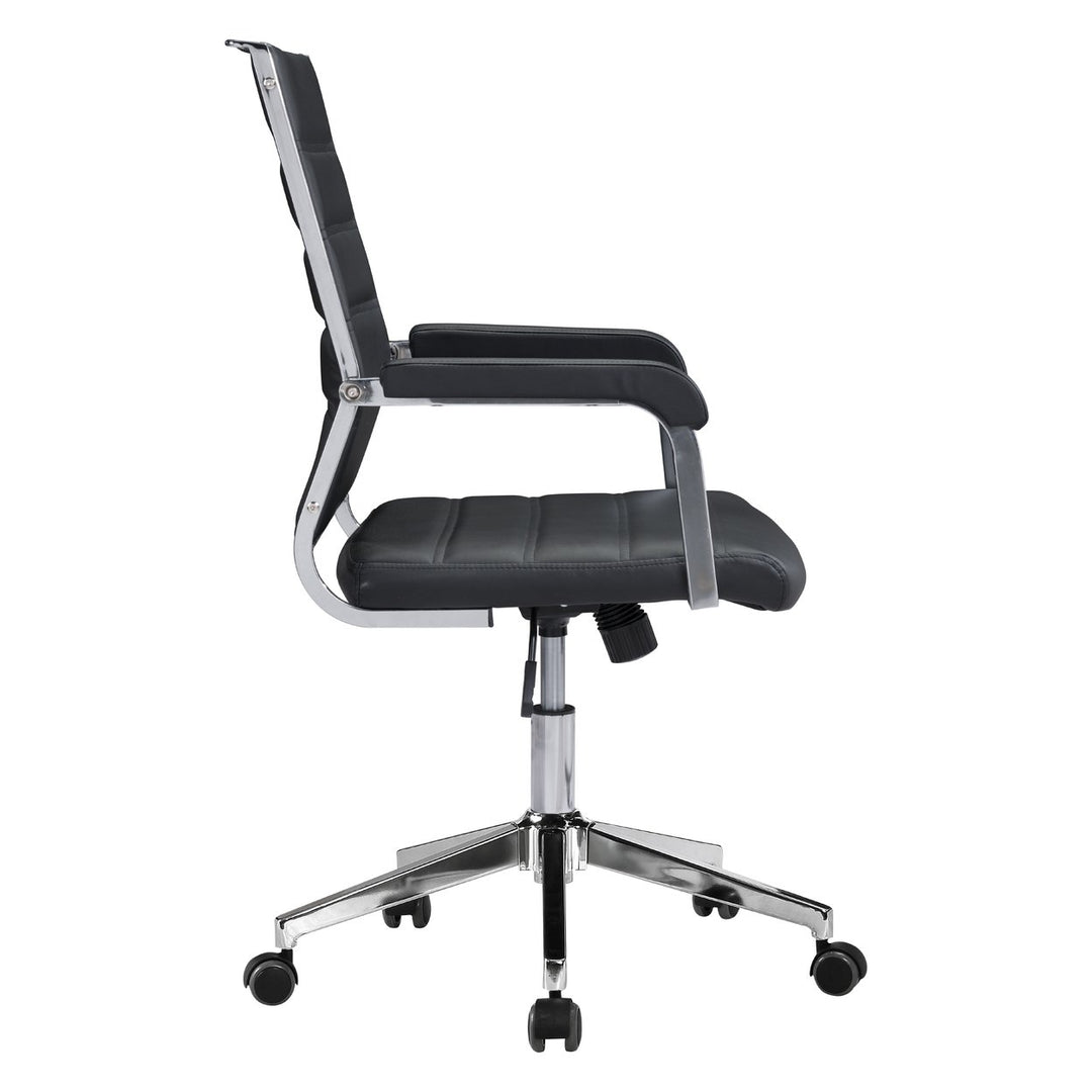 Liderato Office Chair Black Mid Century Vinyl Steel Frame Chrome Plated Design Image 2