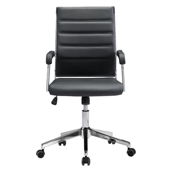 Liderato Office Chair Black Mid Century Vinyl Steel Frame Chrome Plated Design Image 3