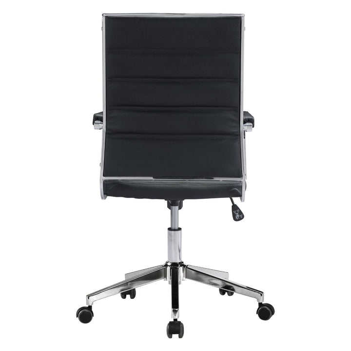 Liderato Office Chair Black Mid Century Vinyl Steel Frame Chrome Plated Design Image 4