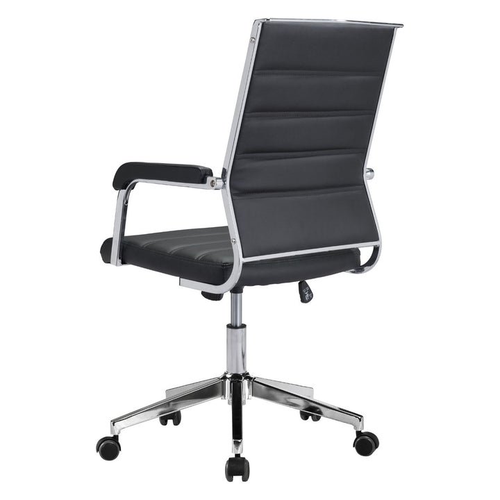 Liderato Office Chair Black Mid Century Vinyl Steel Frame Chrome Plated Design Image 5