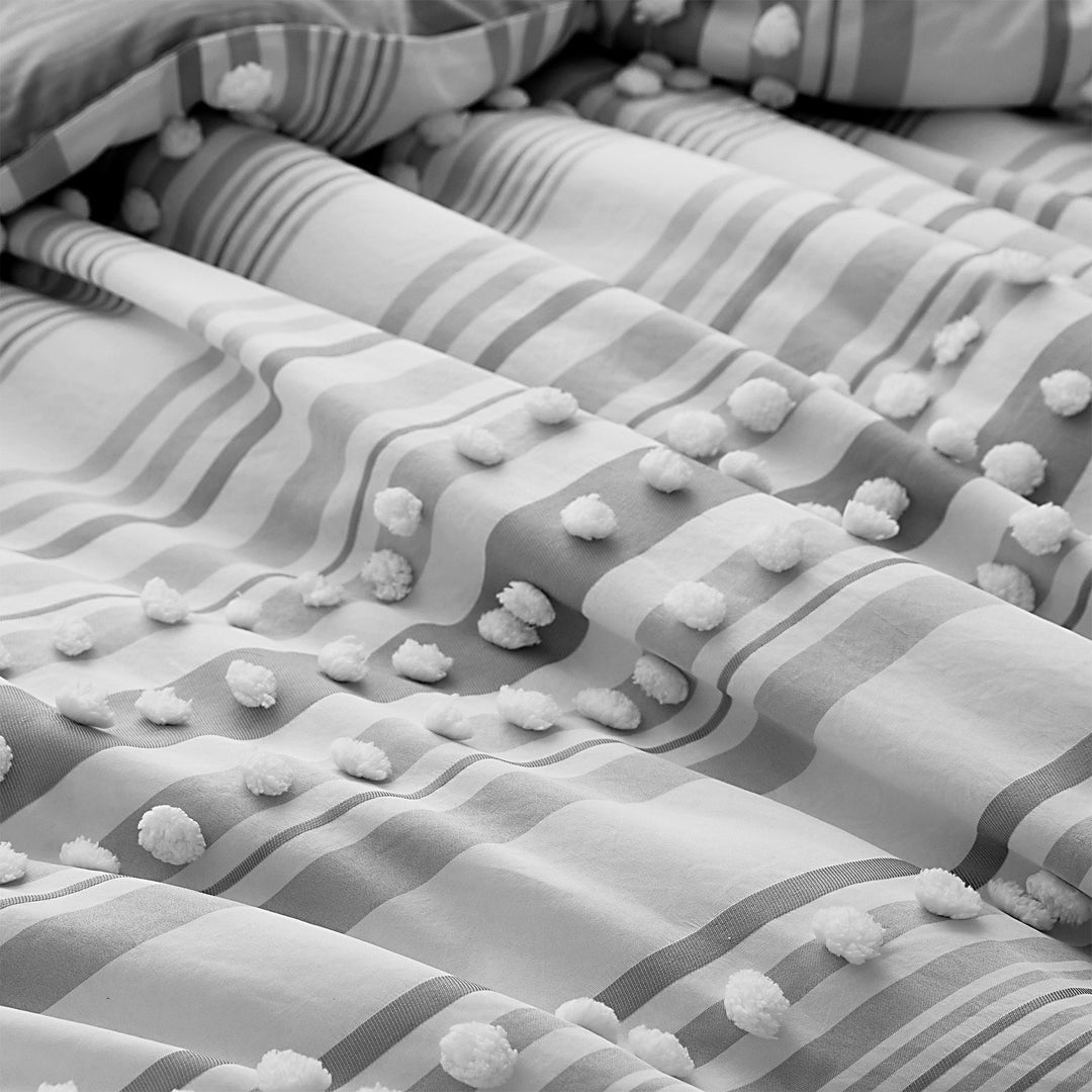 Pom Pom Textured Bed Set, All Season Soft Microfiber Complete Bedding Set for All Season Warmth Image 5