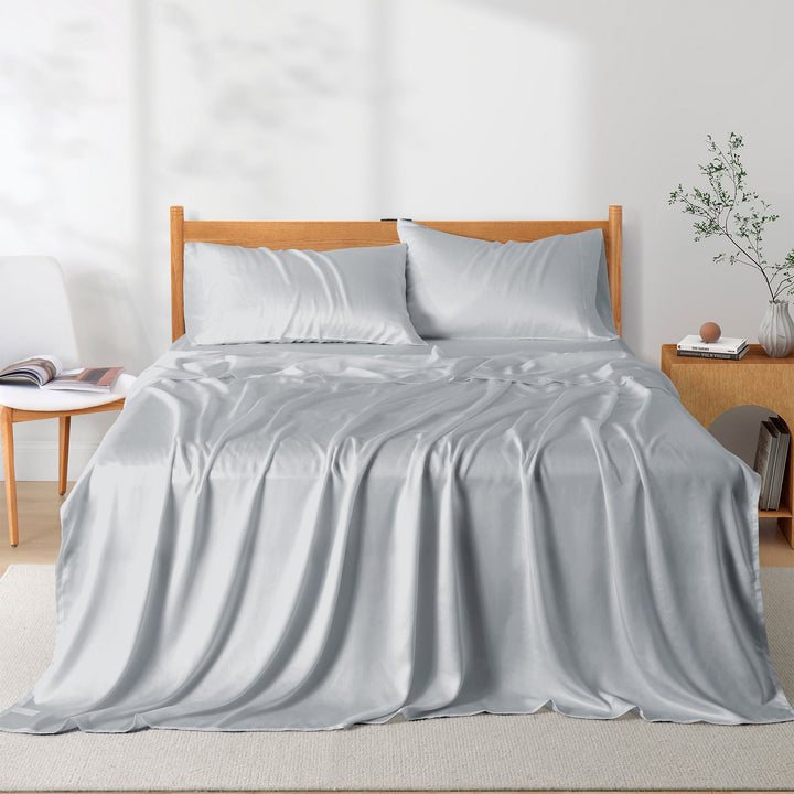 Premium Moisture-wicking Lyocell Tencel Sheet Set - 4pc - 2 Pillowcases 1 Fitted 1 Flat Image 3