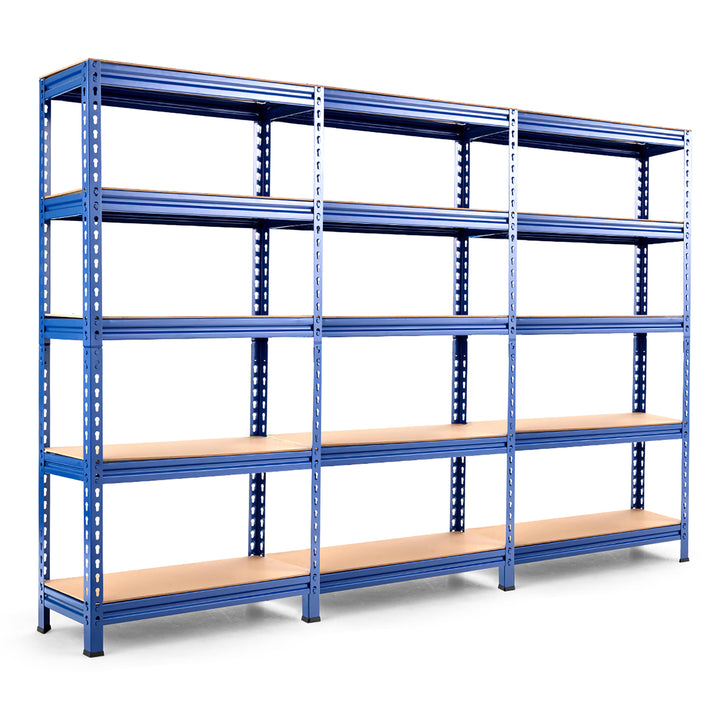 Costway 3PCS 5-Tier Metal Storage Shelves 60Adjustable Shelves Silver\Gray\ Blue Image 2