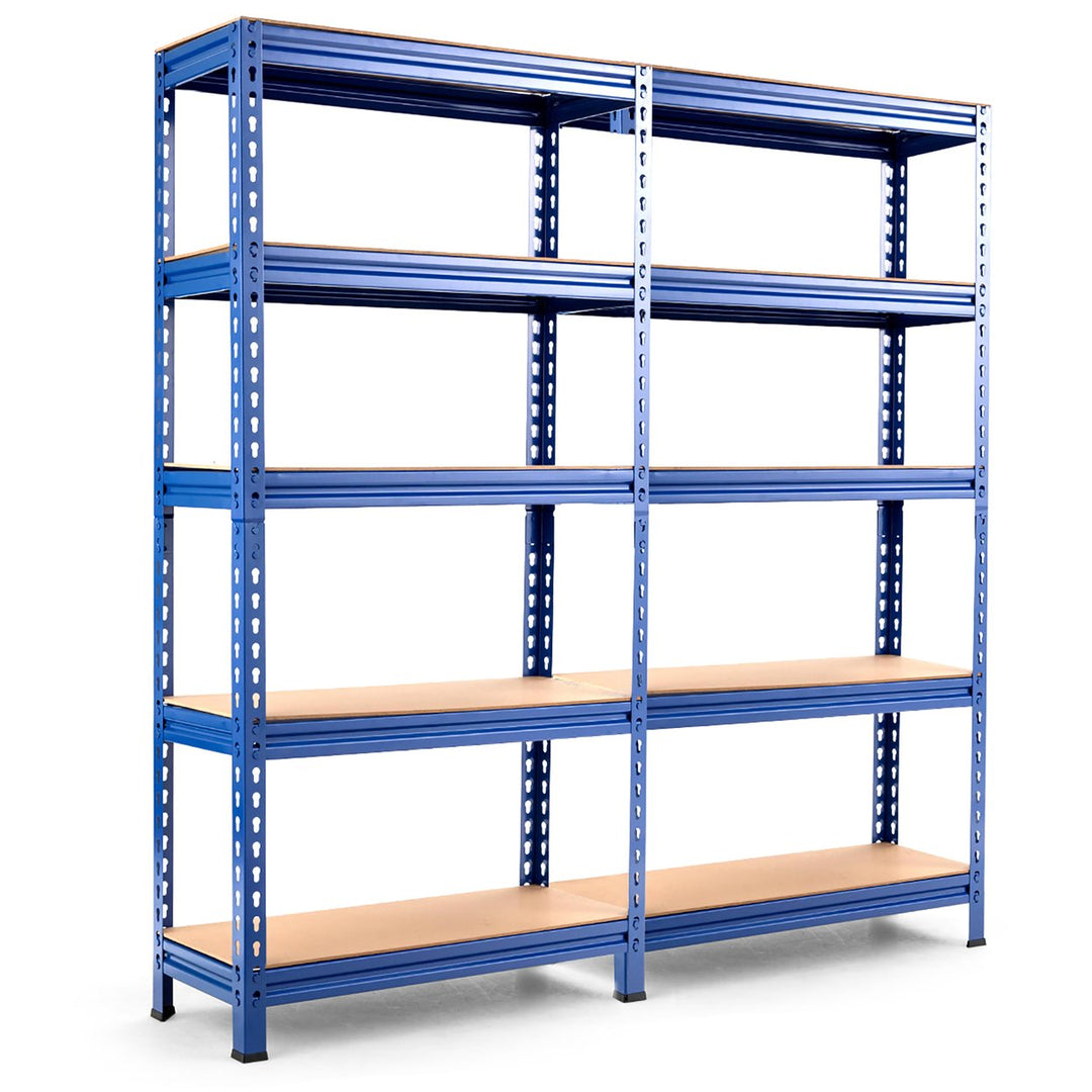 Costway 2PCS 5-Tier Metal Storage Shelves 60Adjustable Shelves Silver\Gray\ Blue Image 1