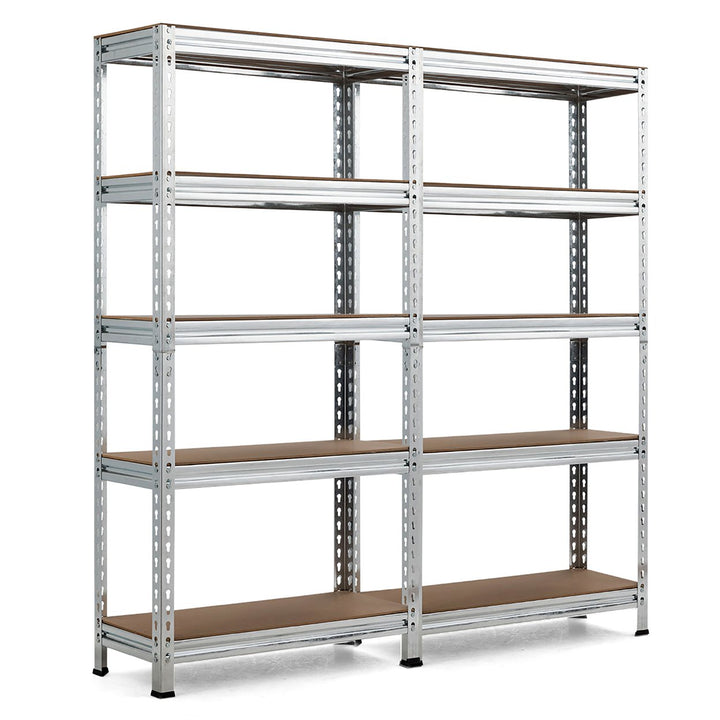 Costway 2PCS 5-Tier Metal Storage Shelves 60Adjustable Shelves Silver\Gray\ Blue Image 1