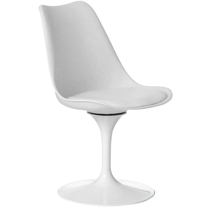 Mid-Century Modern Swivel Tulip Side Chair White Cushioned Accent Chair 30.75 in Image 3